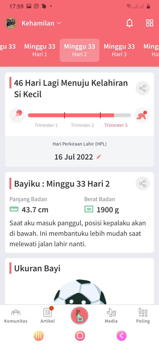 Berat badan janin (bbj) 33 week