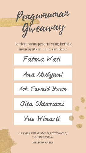 PENGUMUMAN GIVEAWAY HAND SANITIZER