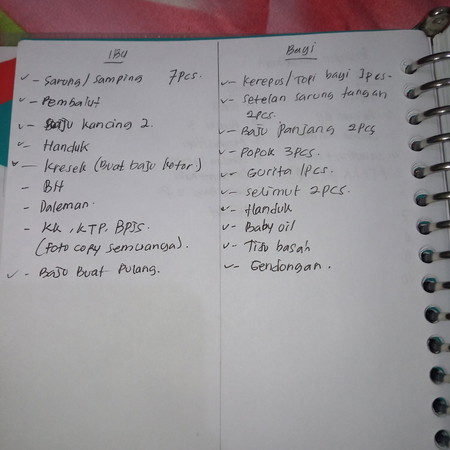 bun apa aja yg di bawa ke bidan buat lahiran