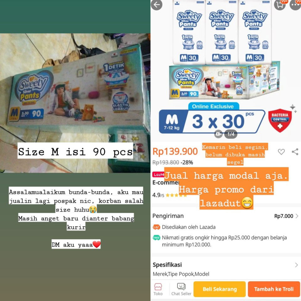 JUAL POSPAK SWEETY SILVER KARNA SALAH SIZE