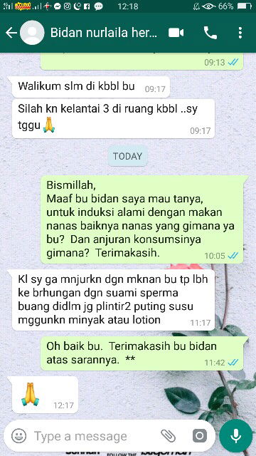 saran bidan untuk induksi alami.