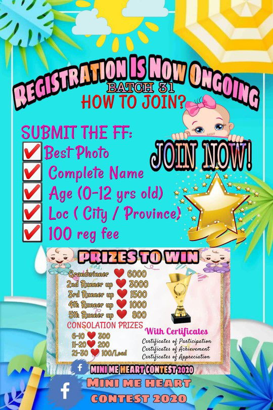 Mini me heart react batch 31 👸🤴
Registration fee for only 100 pesos