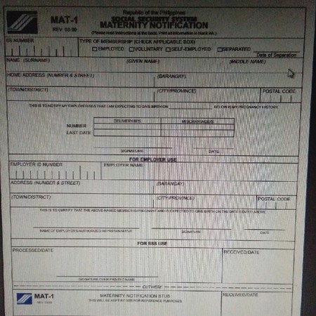 SSS MAT1 FORM