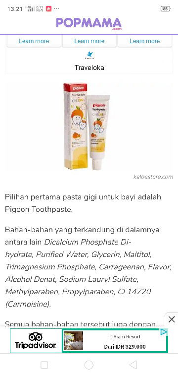 pasta gigi bayi 18bulan