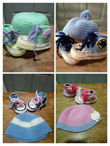 Baby converse booties with beanie