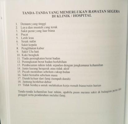 Perhatian bakal ibu dan ibu