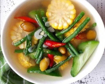 Masakan favorit sayur bening jagung+kacang