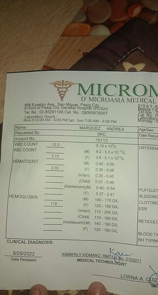 Normal po ba ang CBC result ko??