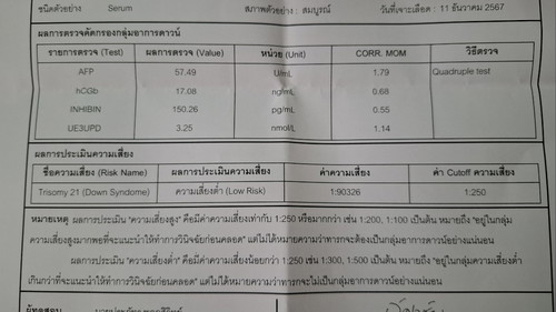 ตรวจดาวซินโดมมาค่ะหมอบอกเสี่ยงน้อยแต่ไม่ได้บอกว่าปกติไหมแต่บอกว่าไม่ได้เสี่ยงสูงแต่เสี่ยงน้อย