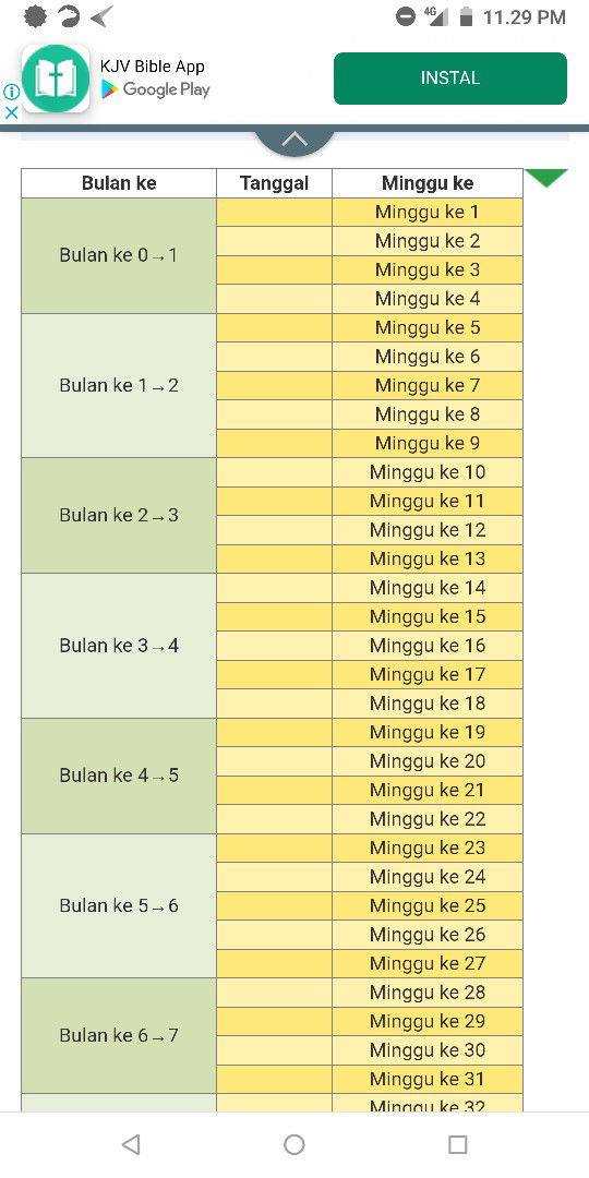 Aturan konversi minggu kehamilan ke bulan