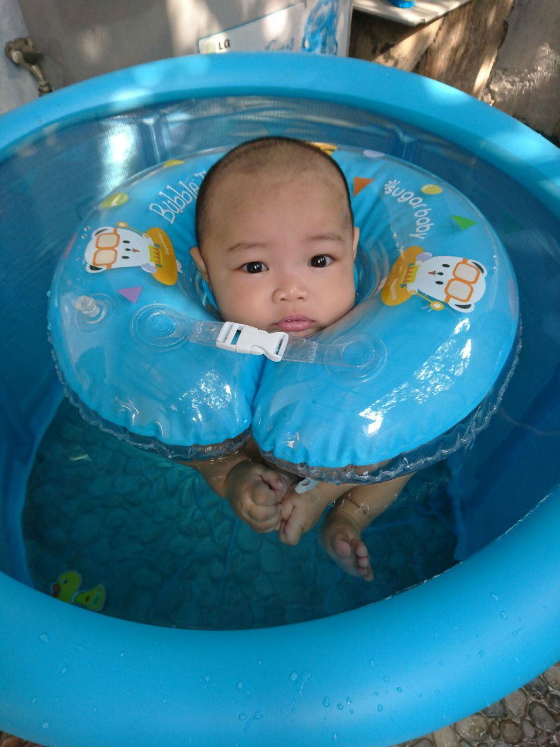 penggunaan neck ring & kolam renang nya