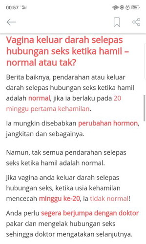 berlaku pendarahan selepas bersama suami, adakah normal atau tidak??