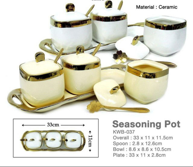 Free 🚚 : CERAMIC JAR SEASONING BOX  /  STORAGE CONTAINER / BEKAS CLASSIC GULA / GARAM