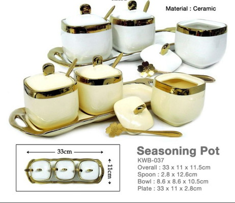 Free 🚚 : CERAMIC JAR SEASONING BOX  /  STORAGE CONTAINER / BEKAS CLASSIC GULA / GARAM