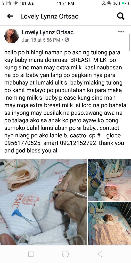 Please Help Her Need po ng breastmilk ni baby Davao City Area sila
