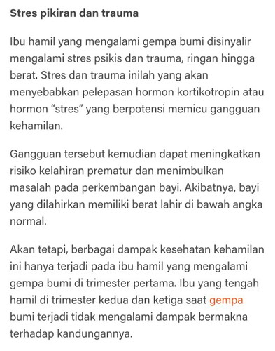 Apa dampak guncangan gempa bagi ibu hamil?