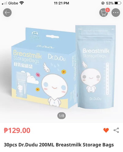 PHP 129.00 - 30 pcs Dr. Dudu Breastmilk Storage Bags (200ml)...