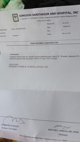 Ultrasound result