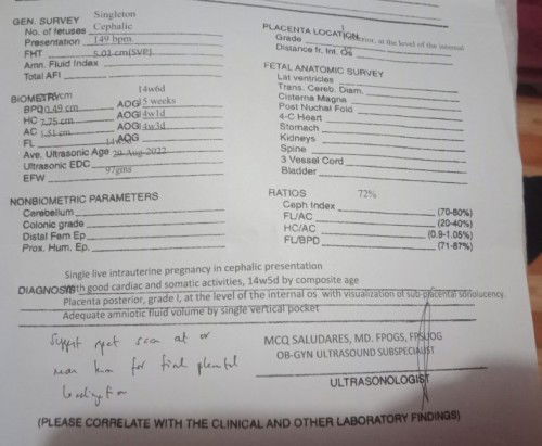 Ultrasound result(14weeks&5days)
