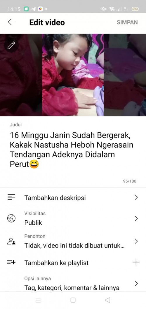 Alhamdulillah 16 Minggu Janin Udah Bergerak 👇
https://youtu.be/2m3t5ihQgjM
Kalau Kalian Gimana Udah