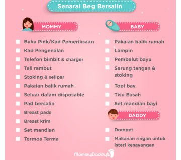 RUJUKAN APA PERLU BAWA DALAM BEG HOSPITAL, MOMMIES