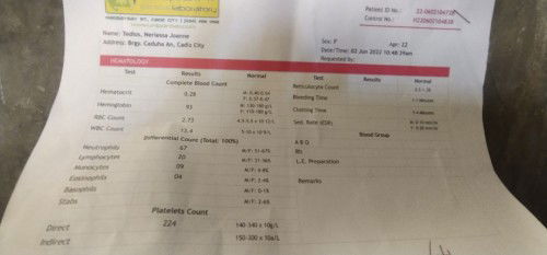 Pwede pong patulong mag basa sa laboratory  ko po.  Hemoglobin  and urinalysis