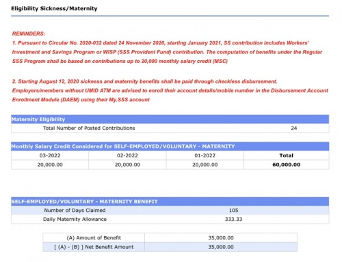 SSS MAT BENEFITS