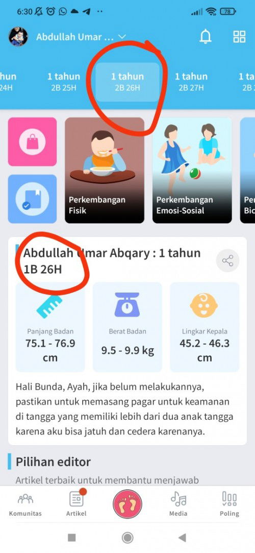 Beda judul usia di aplikasi