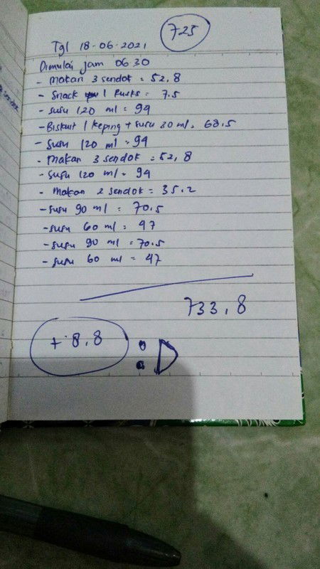 Target kallori bayi 6 bulan 15 hri