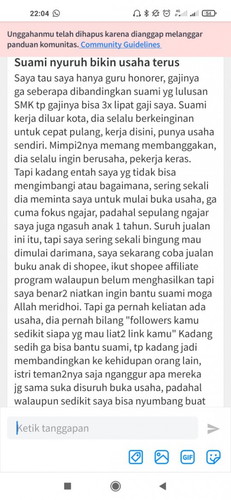 Curhat tapi kena community guidelines