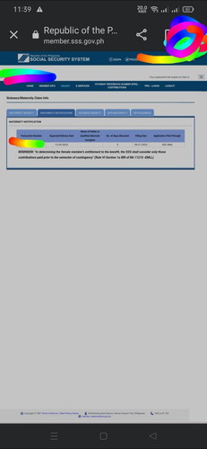 SSS MATERNITY notification