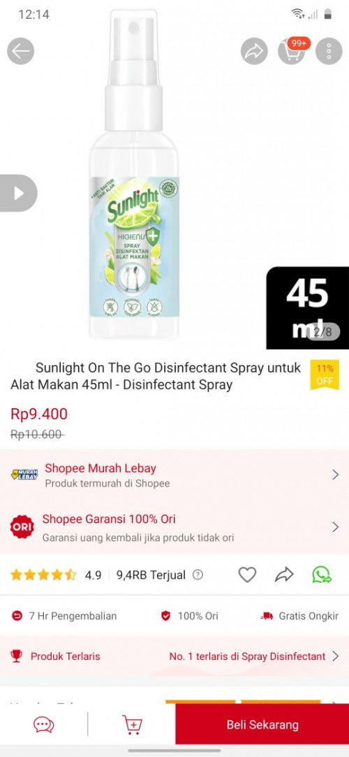 Penggunaan disenfektan alat makan