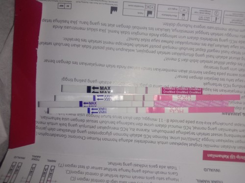 Maaf Mau tanya bund,udah 2hari berturut2 tespek,tapi hasil masih samar udah telat haid 2w