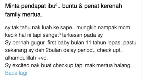 Minta pendapat ibu².. buntu & penat kerenah family mertua.