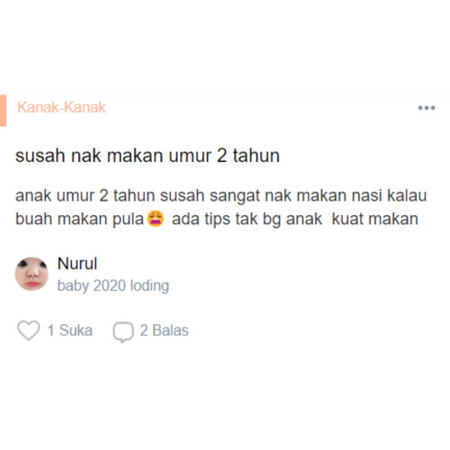 susah nak makan umur 2 tahun