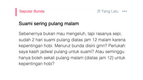 Suami sering pulang malam