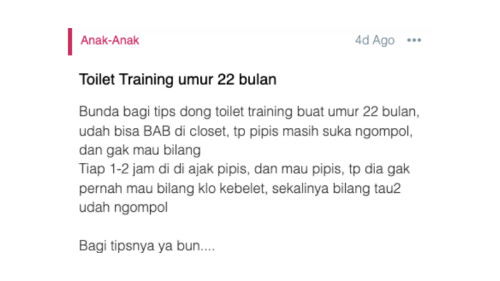 Toilet Training umur 22 bulan