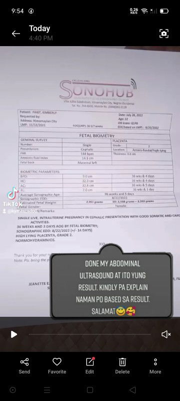 Abdominal ultrasound result.