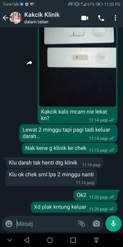Sya dh lwat 2 minggu tapi ada drah keluar.Misi suruh tggu lagi 2 minggu.Apa ya nak bgi kuat rhim?