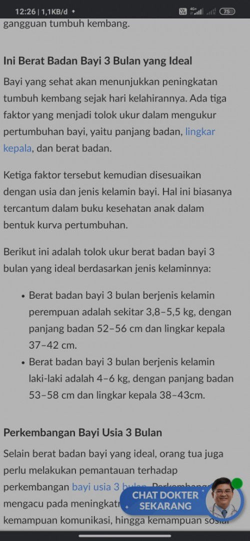 BB anak usia 3 bulan