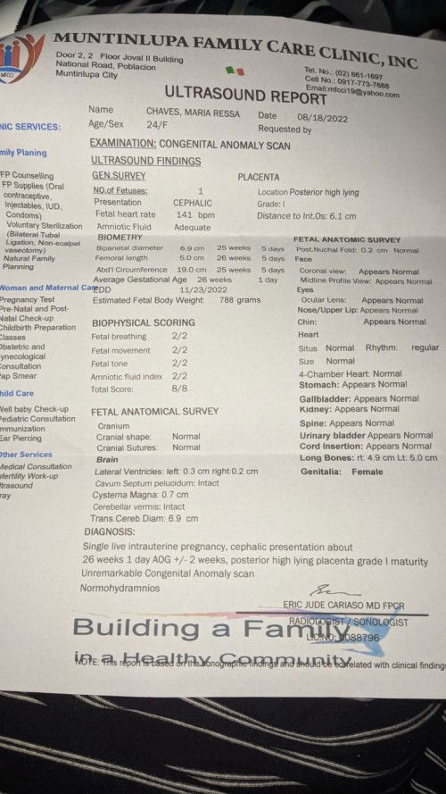 Congenital Anomaly scan Result
