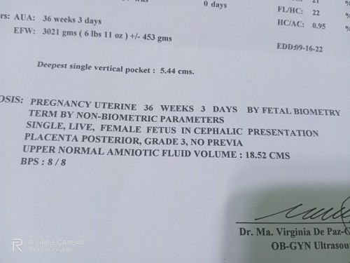 PLACENTA POSTERIOR, GRADE 3, NO PREVIA.