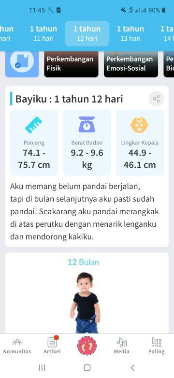 Perkembangan anak usia 1 tahun