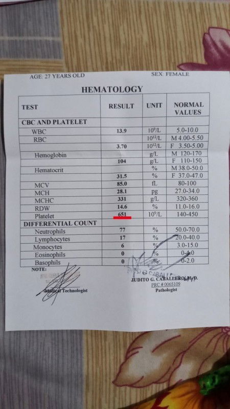 32 WEEKS PREGGY: CBC RESULT WITH HIGH PLATELETS COUNT