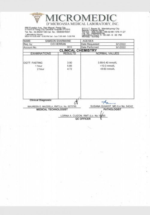 Evening mga mi Ask ko ano kaya Basa Ng Ogtt ko okey lng kaya sya Thankyou