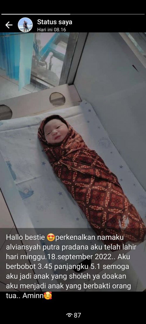 Bayiku lahir minggu,18 September 2022