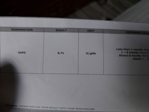 G6pd confirmatory result