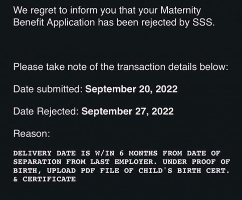 SSS Matben rejected