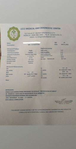 Ultrasound results