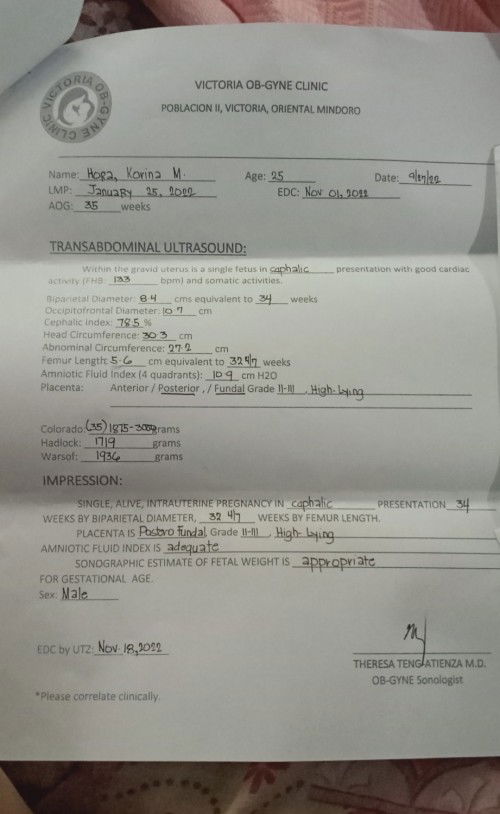 Estimated fetal weight